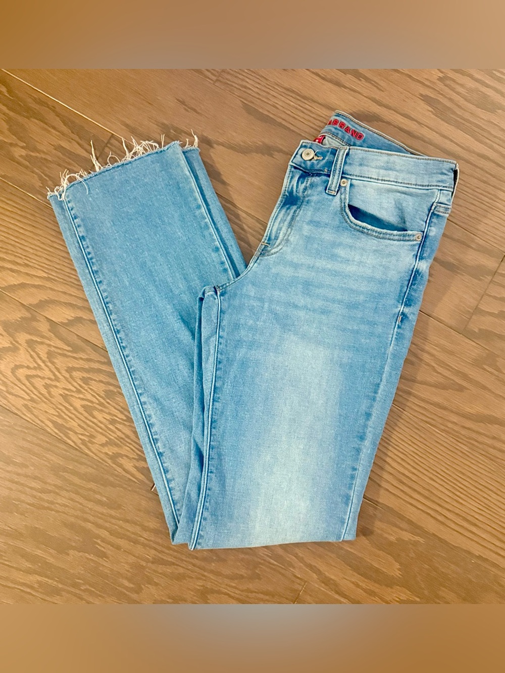 Lucky Brand Sweet Mid Rise Straight Jeans Light Wash 8/29R Raw Hem